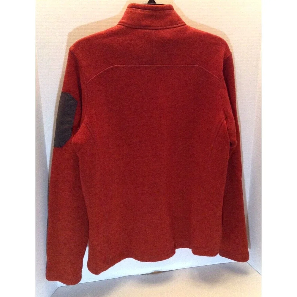 Eddie Bauer Sweater Men M Burnt Orange 1/4 Zip Pullover Fleece Lined Arm Patch
